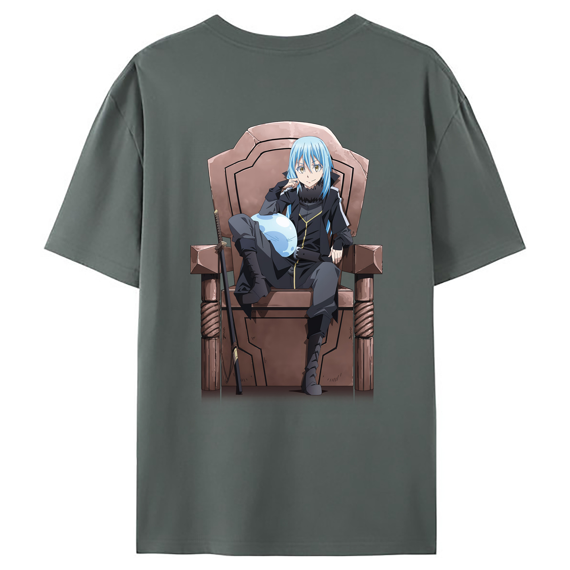 （画像用） 転スラ Regarding Reincarnated to Slime 綿100％ メンズ半袖Tシャツ（バックプリント） 通気性